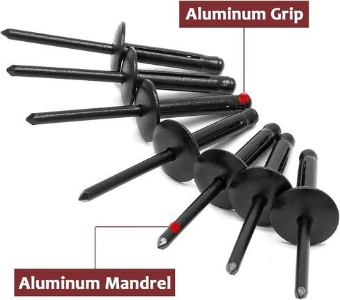 60 قطعة من المسامير العمياء ذات الحافة الكبيرة 3/16 بوصة × 1 بوصة، مسامير من الألومنيوم الأسود، قطر الحافة 5/8 بوصة (16 مم) in Kuwait