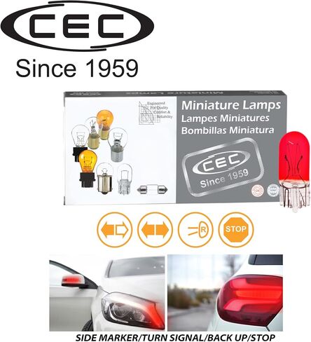 CEC Industries 194 Light Bulb 14V, 3.78W, T3.25 Shape, C-2F Filament, Glass Wedge (10-Pack) in Saudi Arabia