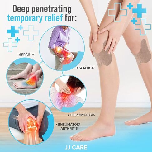 رقع الركبة من جي جي كير - 28 قطعة من رقع الركبة لتخفيف الآلام بقوة إضافية - رقعة تخفيف آلام الركبة 5.5 سم × 3.9 سم، رقعة تخفيف آلام الركبة لالتهاب المفاصل والالتهابات وعرق النسا والعضلات والمفاصل in Kuwait