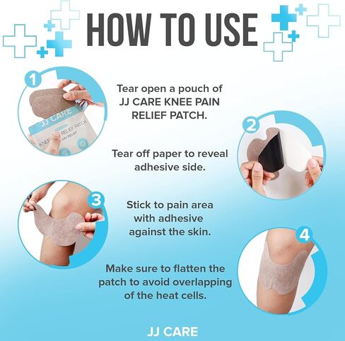 رقع الركبة من جي جي كير - 28 قطعة من رقع الركبة لتخفيف الآلام بقوة إضافية - رقعة تخفيف آلام الركبة 5.5 سم × 3.9 سم، رقعة تخفيف آلام الركبة لالتهاب المفاصل والالتهابات وعرق النسا والعضلات والمفاصل in Kuwait