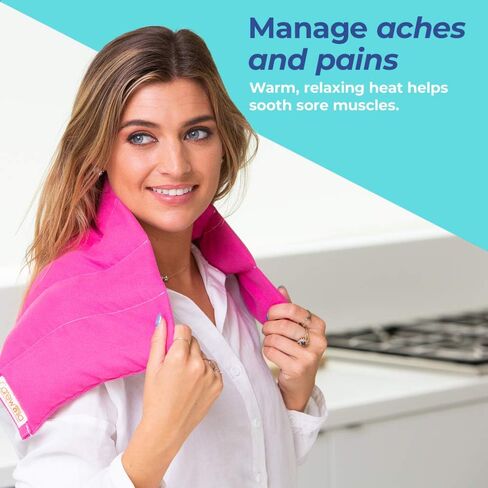 Microwave Heating Pad for Pain Relief, 9 x 22 Multipurpose Pads, Natural Buckwheat and Lavender Mix, Hot/Cold, Aromatherapy, Made in USA (Pink) in Saudi Arabia