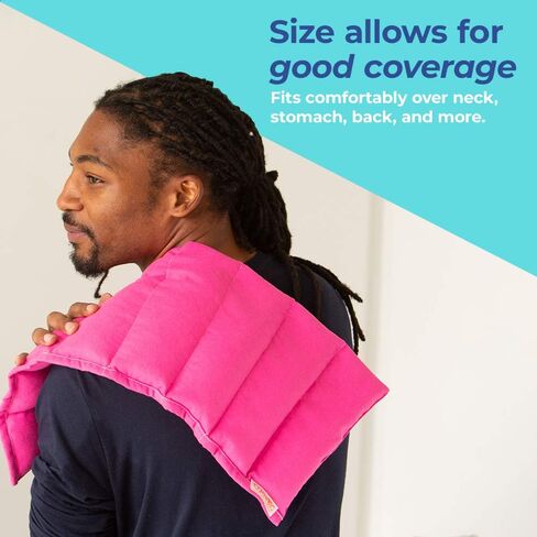 Microwave Heating Pad for Pain Relief, 9 x 22 Multipurpose Pads, Natural Buckwheat and Lavender Mix, Hot/Cold, Aromatherapy, Made in USA (Pink) in Saudi Arabia