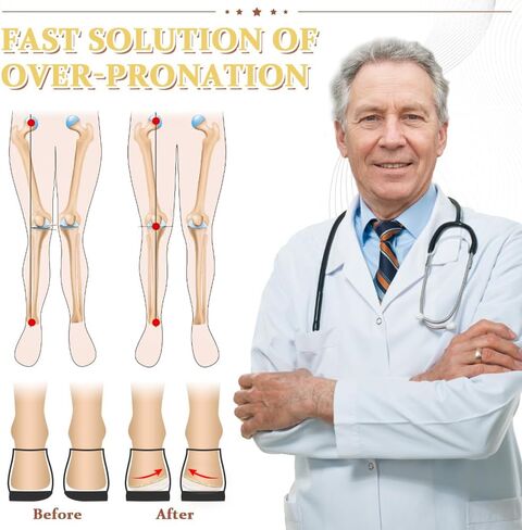 Corrective Insoles for Supination & Over-Pronation, Orthotics Medial & Lateral Heel Wedge Inserts for Foot Alignment, Bow Legs, Knee Pain (Black-2 Layers, L: Women 8-12/Men: 7.5-13) in Saudi Arabia