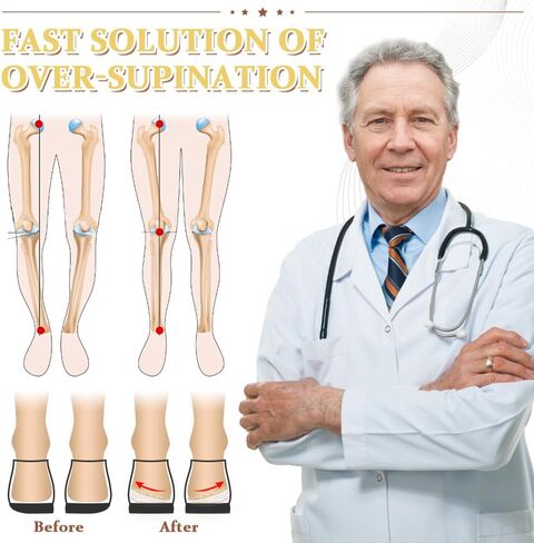 Corrective Insoles for Supination & Over-Pronation, Orthotics Medial & Lateral Heel Wedge Inserts for Foot Alignment, Bow Legs, Knee Pain (Black-2 Layers, L: Women 8-12/Men: 7.5-13) in Saudi Arabia