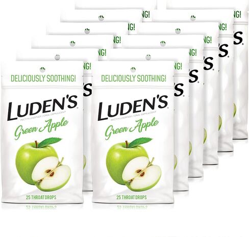 Luden's قطرات الحلق بالتفاح الأخضر، لتخفيف التهاب الحلق، 25 قطعة، 12 عبوة in Kuwait