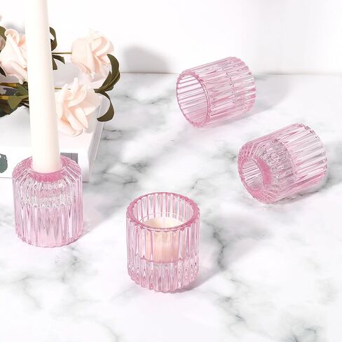 Glass Candle Holders Set of 6, 2 in 1 Tapered Candlestick Holders and Tealight Candle Holder, Clear Votive Candle Holders for Centerpiece Party Wedding Table Home Decoration (Green) in Saudi Arabia