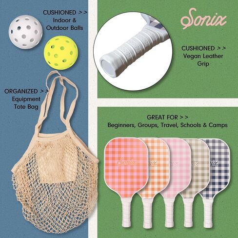 Sonix | Pickleball Paddles Set of 2 | Fiberglass Surface Pickleball Set with 2 Rackets, 4 Balls, & Bag in Saudi Arabia