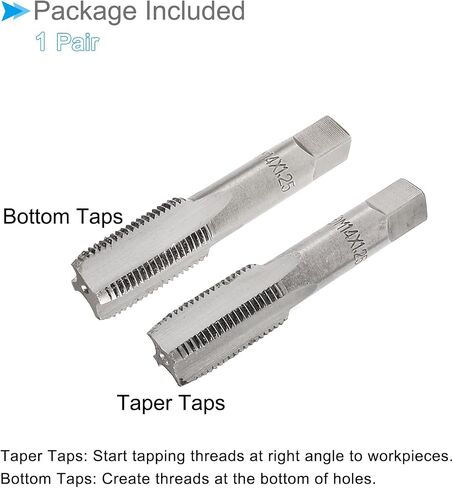 Hand Threading Taps, M14 x 1.25 Thread, Metric Alloy Tool Steel Screw Tapping Taper Bottom Tap - (Applications: for Machine Thread Repair), 1-Pair in Saudi Arabia