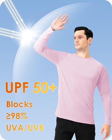 Boladeci Men's UPF 50+ Sun Protection UV SPF Shirts Long Sleeve Lightweight Quick Dry Swim T-Shirts Rash Guard in Saudi Arabia