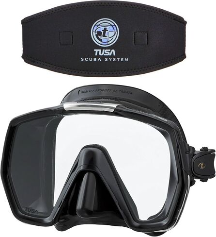 قناع الغوص Tusa M1001QB Freedom HD من السيليكون - أسود مع غطاء حزام قناع TUSA in Saudi Arabia