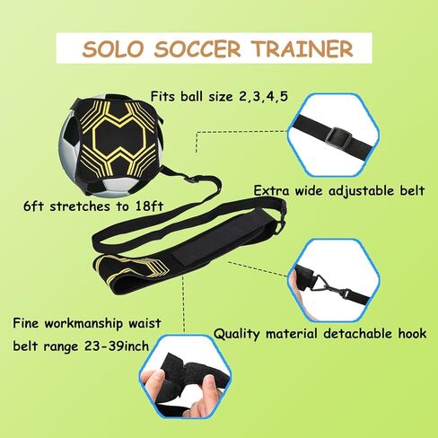 Soccer Training Equipment Solo Soccer Kick Trainer for Kids & Youth, Juggling Practice Equipment Soccer Stuff with Small Shin Guard&Shin Guard Sleeves Skills Improvement Gifts for Boys Girls in Kuwait