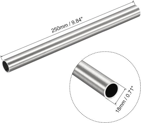 uxcell 304 Stainless Steel Tube, OD 18mm x 2mm Wall Thick 250mm Length Capillary Metal Tubing for Industry Machinery in Saudi Arabia