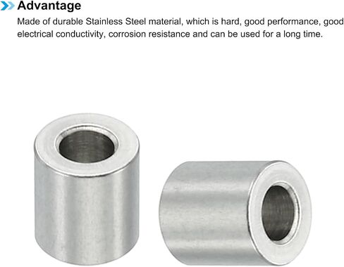 PATIKIL M3 Stainless Steel Spacers, 10 Pcs Metal Spacer Stainless Steel 3.1mm ID x 6mm OD X10mm L Stainless Steel Spacers Screw Standoff Round for 1/8 Inch or M3 Screw Bolts in Saudi Arabia