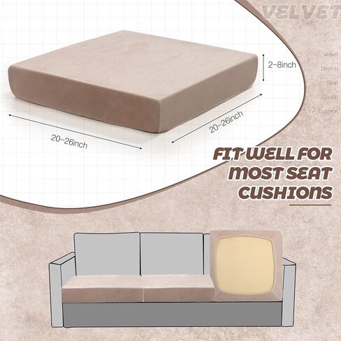 Newwiee 8 Pcs Velvet Stretch Cushion Covers for Outdoor Patio Furniture Soft Velvet Sofa Seat Couch Covers Replacement Sofa Cover Patio Slipcover Individual Washable Chair Cushion Cover(Cream White) in Saudi Arabia