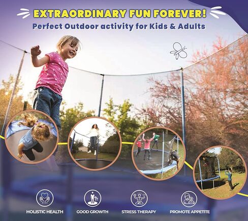 Machrus Upper Bounce Trampoline 7.5FT 9FT 10FT 12FT 14FT 15FT 16FT, Recreational Trampolines with Enclosure- ASTM Approved- Outdoor Trampoline for Kids and Adults with Safety Net and Spring Padding in Saudi Arabia