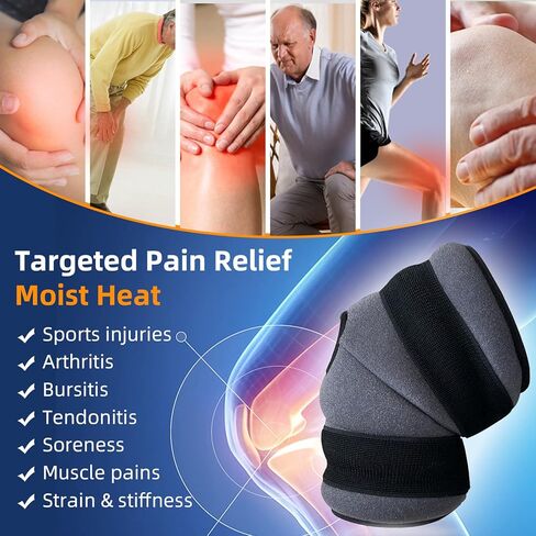 Knee Braces for knee Pain Heating Pad for Knee Microwavable 15.5 * 8.26"-Heat Wrap Compression for Joint Pain, Sports Injuries, Arthritis, Bursitis, Tendonitis-Adjustable knee hot pack wrap(Single) in Kuwait