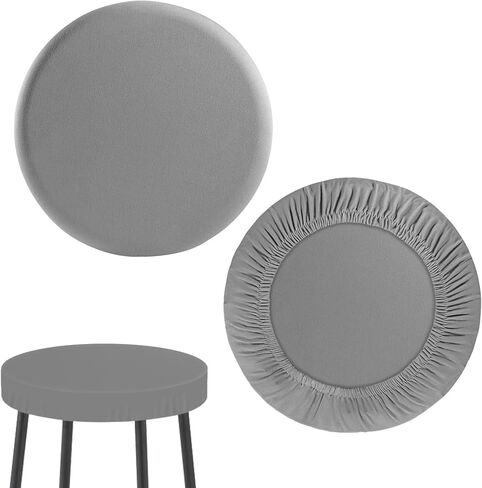 Round Bar Stool Covers Round Chair Seat Slipcover Fit for Stool of Dia 11-14 Inch, High Elastic Circle Stool Cover, Soft,Easy to Clean(2 Pcs Beige) in Saudi Arabia