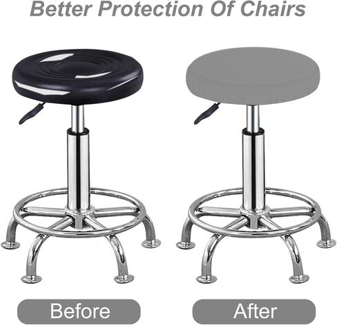 Round Bar Stool Covers Round Chair Seat Slipcover Fit for Stool of Dia 11-14 Inch, High Elastic Circle Stool Cover, Soft,Easy to Clean(2 Pcs Beige) in Saudi Arabia