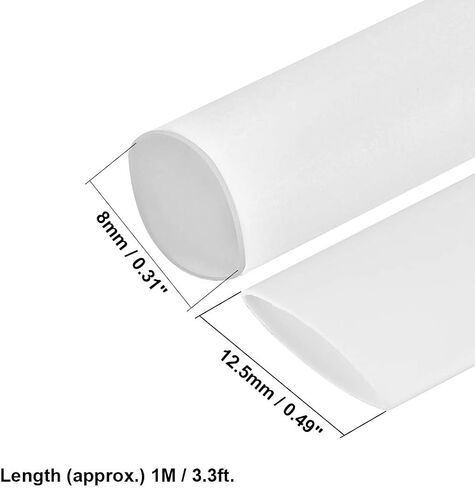TOP-VIGOR 10mm(3/8 Inch) Heat Shrink Tubing 3.28FT 2:1 Ratio Adhesive-Lined Heat Shrink Tube, Heat Shrink Sleeving for Electrical Insulation Repairs, Wrap Cable, Wire Connectors, White in Kuwait