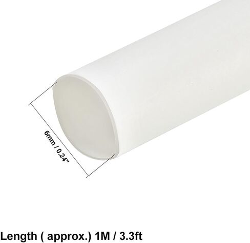 TOP-VIGOR 10mm(3/8 Inch) Heat Shrink Tubing 3.28FT 2:1 Ratio Adhesive-Lined Heat Shrink Tube, Heat Shrink Sleeving for Electrical Insulation Repairs, Wrap Cable, Wire Connectors, White in Kuwait