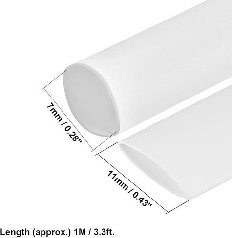 TOP-VIGOR 10mm(3/8 Inch) Heat Shrink Tubing 3.28FT 2:1 Ratio Adhesive-Lined Heat Shrink Tube, Heat Shrink Sleeving for Electrical Insulation Repairs, Wrap Cable, Wire Connectors, White in Kuwait