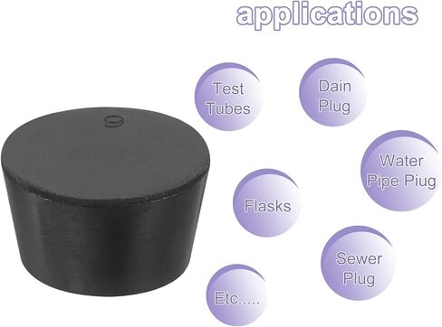 MECCANIXITY Rubber Tapered Plug 41mm to 50mm Solid Test Tubes Bungs Stopper Black for Lab Home 4 Pieces in Saudi Arabia