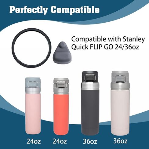 Replacement Stopper and Replacement Gasket, Compatible with Stanley Quick FLIP GO 24/36oz Water Bottle Lid, Silicone Top Cap and Sealing Gaskets Replacement Parts for Stanley Accessories in Saudi Arabia