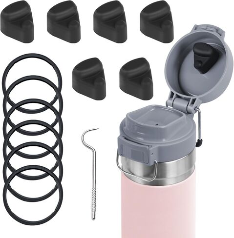 سدادة بديلة وحشية بديلة، متوافقة مع غطاء زجاجة المياه Stanley Quick FLIP GO 24/36oz، غطاء علوي من السيليكون وحشوات الختم قطع بديلة لملحقات Stanley in Kuwait