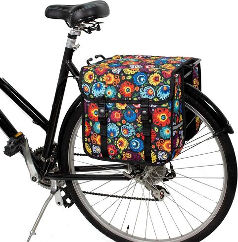 BikyBag Classic - Bike Double Bag, Stylish and Colorful Double Panniers (Brown Daisy) in Saudi Arabia