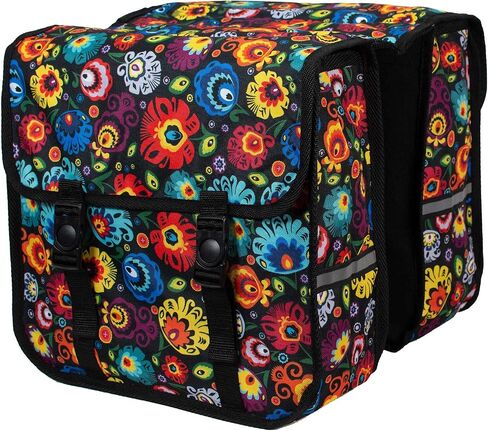 BikyBag Classic - Bike Double Bag, Stylish and Colorful Double Panniers (Brown Daisy) in Saudi Arabia