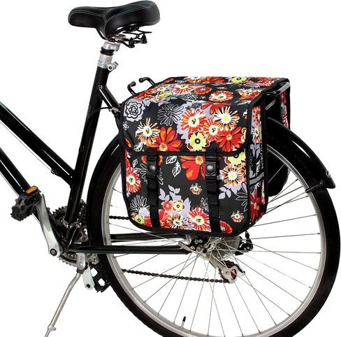 BikyBag Classic - Bike Double Bag, Stylish and Colorful Double Panniers (Brown Daisy) in Saudi Arabia