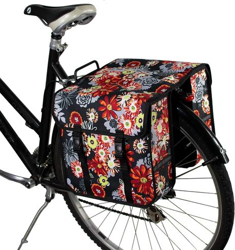 BikyBag Classic - Bike Double Bag, Stylish and Colorful Double Panniers (Brown Daisy) in Saudi Arabia