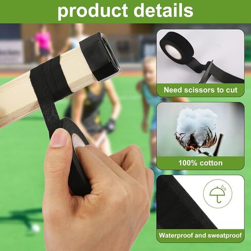 12pcs Lacrosse Stick Tapes, Cotton Tape Non-Precut Hockey Stick Grip Tapes Sweat-Absorbent Grip Tape for Golf Baseball Bats White Bar Cloth Tape in Saudi Arabia