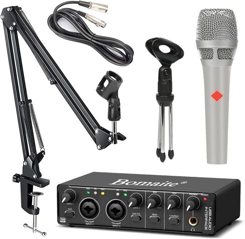 Audio interface (24 -bit/192 kHz) with condenser microphone podcast equipment,Recording Studio Package, Audio Interface for Laptop Computer Vlog Living Broadcast Live Streaming YouTube TikTok in Saudi Arabia