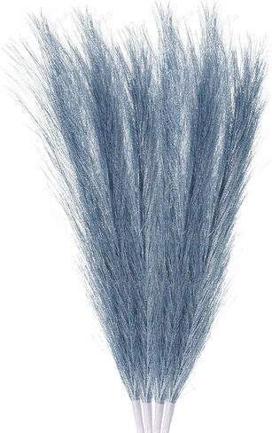 MECCANIXITY 1Pcs Faux Pampas Grass Small 45cm/17.7" Fake Fluffy Pampas Grass 7 Branches Artificial Vase Filler for Home Office Vase Wedding Decoration Champagne in Saudi Arabia