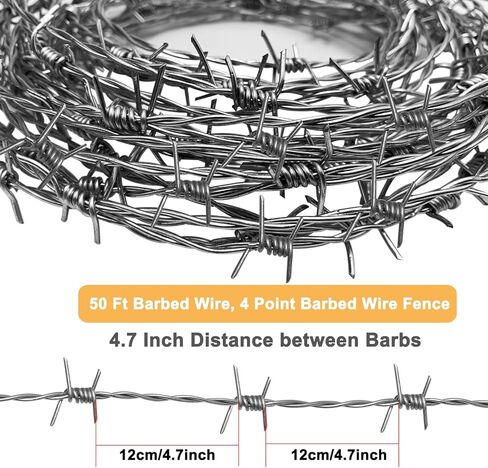 الأسلاك الشائكة 25 قدم 18 قياس الأسلاك الشائكة الحقيقية لفة 4 نقاط سياج الأسلاك الشائكة الساخنة تراجع الأسلاك الشائكة المجلفنة للحرف البيسبول والأسوار (25 قدم) in Kuwait