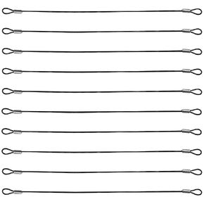 20 Inch Safety Cable Lock, 10 Pcs 2mm Thickness Vinyl Coated Stainless Steel Cable Wire Rope with Loops Short Lanyard Lock Security Tether Chains Link, Black
