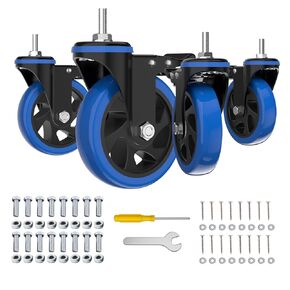 5 Inch Stem Caster Wheels Heavy Duty with Dual Locking 2200Lbs, Swivel Industrial Casters Set of 4,Threaded Stem Casters 3/8" -16 x 1", Wheels for Cart and Furniture