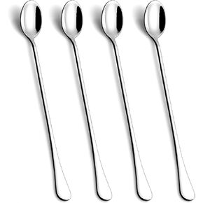 9.5-Inch Long Handle Spoon, Ice Tea Spoons, Ice Cream Spoon, Long Coffee Spoons, Stainless Steel Stirring Spoons, Set of 4