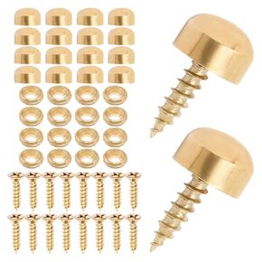 Mirror Screw 16 Pack, Pure Brass Self-Tapping Screws with Decorative Caps Cover (Bronze,15mm)