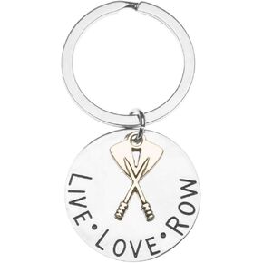Infinity Collection Crew Keychain, Rowing Crew Jewelry, Live Love Row Silver and Gold Charm Keychain Gift