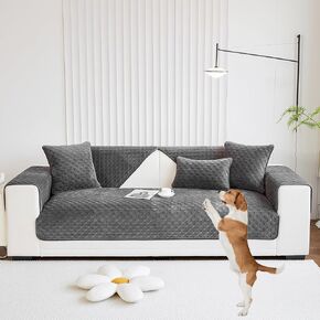 TEWENE Sofa Cover, Couch Cover, Anti-Slip Armrest Cover, Washable Backrest Cover, Plush Sofa Covers Sectional Couch Covers for Dogs Pet L Shape Sofa Dark Grey 28x28 Inch(Only 1 Piece/Not All Set)