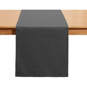 Black Grey Table Runner 13x72 Inches Long, Cotton Linen Farmhouse Style Seasonal Dresser Scarf for Kitchen Dining Coffee Table Parties Wedding Home Decor (13" x 72", Black Grey)