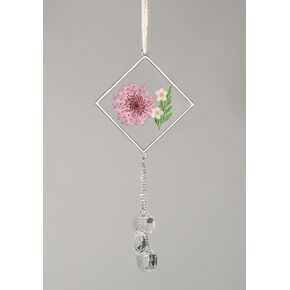 Birth Month Sun Catcher | Chrysanthemum and daffodil hanging ornaments | Sun catcher for window or car | Pressed flowers | Rainbow maker | Birthday gift for Her | Wall Decor Boho Room Decor