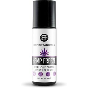 OBF BOTANICALS Hemp Roll On 3 Oz Instant Effect Topical Pain Relief Hemp Extract and Menthol Concentrated Roll On for Aching Muscles, Joint Relief, Ligaments - 1000mg