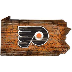 Fan Creations NHL Philadelphia Flyers Unisex Philadelphia Flyers Mini Roadmap State Sign, Team Color, 12 inch, (H0894-Flyers)