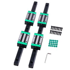 Linear Rail 2Pcs Black Linear Guide Rail kit HGR20-600mm Linear Slide Rails with 4Pcs HGH20CA Block Carriage + Dust Cover + Socket Head Cap Screw + Wrenches for Automated Printer