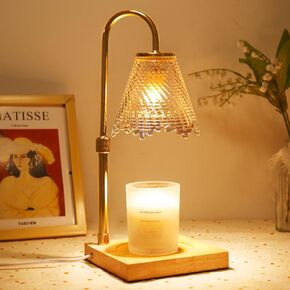 Flower Candle Warmer Lamp with Timer: 2H/4H/8H Timer Adjustable Height with 2 Bulbs - Dimmable Wax Melt Warmer for Home Decor