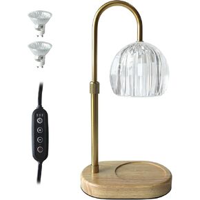 Gute Candle Warmer Lamp, Candle Warmer Lamp with Timer & Dimmer Candle Lamp Warmer Adjustable Height for Scented Candles, Candle Warmer with 2 * 50W Bulbs for Halloween Home Decor (Gold)