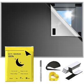 Portable Blackout Curtains 78"×57" skylight shades Strong Hook and Loop Tape Strips,Separable blackout curtains black out,100% blackout window cover skylight shades travel blackout curtains for baby